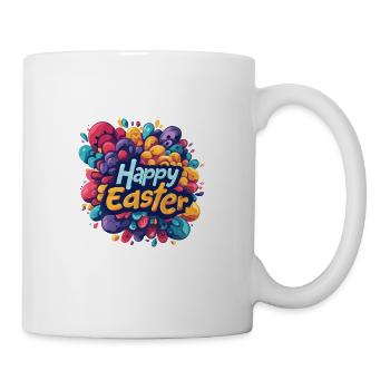 Frohe Ostern Bunte Eierjagd Osterkorb für Kinder - Tasse - Weiß - Rechts