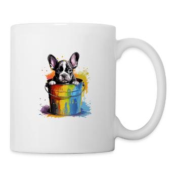 Französische Bulldogge Niedlicher Hund Farbeimer - Tasse - Weiß - Rechts