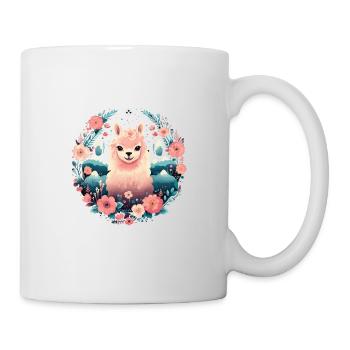 Alpaka Lama Blumen für Alpakaliebhaber - Tasse - Weiß - Rechts