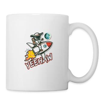 Weltraum-Cowboy reitet eine Rakete Yeehaw-Slogan - Tasse - Weiß - Rechts