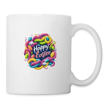 Frohe Ostern Bunte Eierjagd Osterkorb für Kinder - Tasse - Weiß - Rechts
