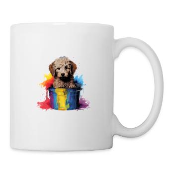 Niedlicher Pudel Hund Farbeimer - Tasse - Weiß - Rechts