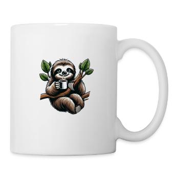 Entspannendes Faultier Kaffee-Liebhaber Spaß - Tasse - Weiß - Rechts