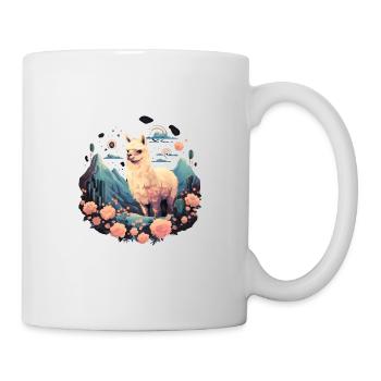 Alpaka Lama Blumen für Alpakaliebhaber - Tasse - Weiß - Rechts