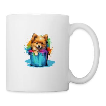Zwergspitz Niedlicher Pomeranian Hund Farbeimer - Tasse - Weiß - Rechts