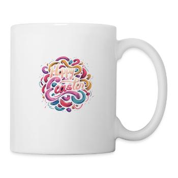 Frohe Ostern Bunte Eierjagd Osterkorb für Kinder - Tasse - Weiß - Rechts
