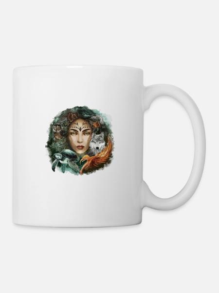 Wildlife Stamm Wolf Eule Schildkröte Frau für - Tasse - Weiß
