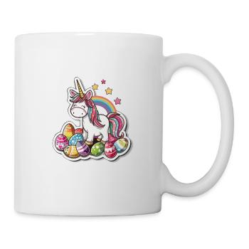 Einhorn Ostern für Kinder Regenbogen und Eier für - Tasse - Weiß - Rechts