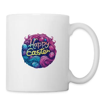 Frohe Ostern Bunte Eierjagd Osterkorb für Kinder - Tasse - Weiß - Rechts