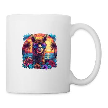 Alpaka Lama Blumen für Alpakaliebhaber - Tasse - Weiß - Rechts