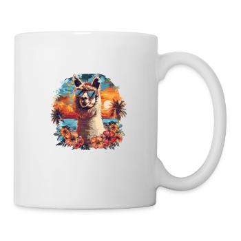 Alpaka Lama Blumen für Alpakaliebhaber - Tasse - Weiß - Rechts