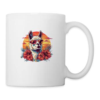 Alpaka Lama Blumen für Alpakaliebhaber - Tasse - Weiß - Rechts