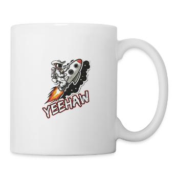 Weltraum-Cowboy reitet eine Rakete Yeehaw-Slogan - Tasse - Weiß - Rechts