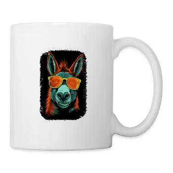 Esel Art Funky Animal Summer Style Sonnenbrille - Tasse - Weiß - Rechts