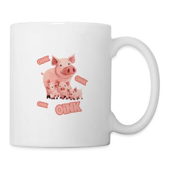 Schweinchen Schwein Oink - Tasse - Weiß - Rechts