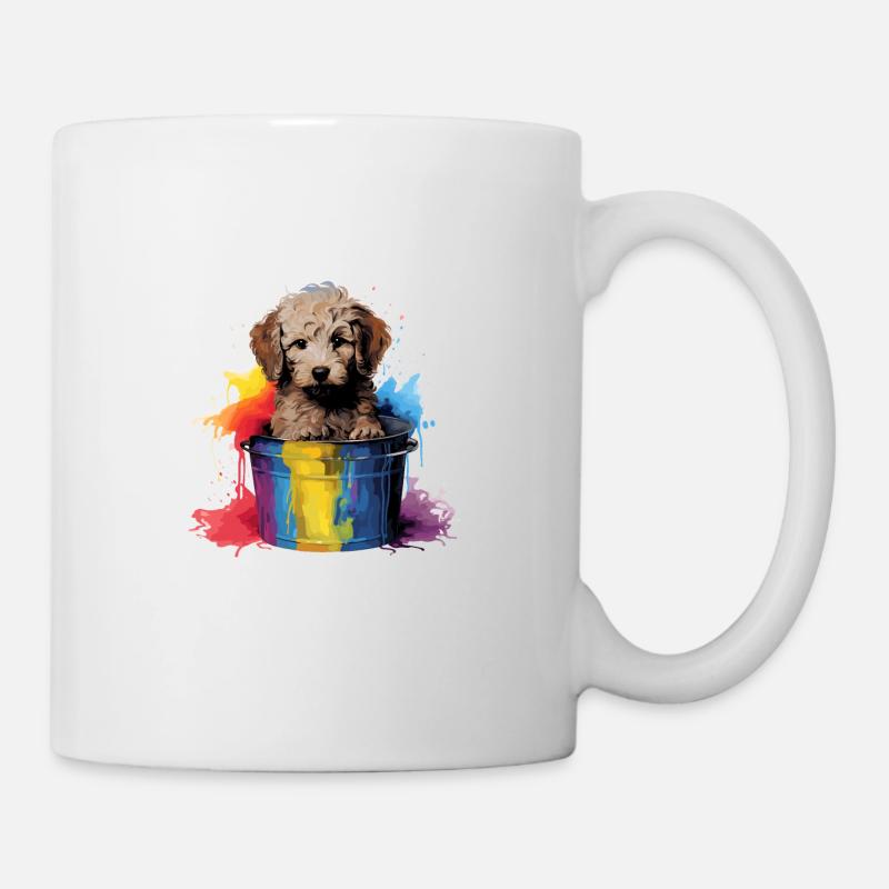 Niedlicher Pudel Hund Farbeimer - Tasse - Weiß