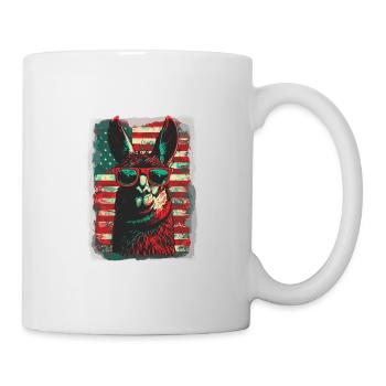 Coole Amerika Llama Sonnenbrille Patriotisch - Tasse - Weiß - Rechts