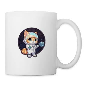 Astronaut Kitty erforscht die kosmische Grenze - Tasse - Weiß - Rechts