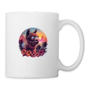 Alpaka Lama Blumen für Alpakaliebhaber - Tasse - Weiß - Rechts