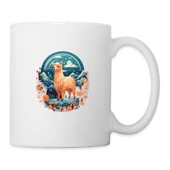 Alpaka Lama Blumen für Alpakaliebhaber - Tasse - Weiß - Rechts