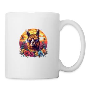 Alpaka Lama Blumen für Alpakaliebhaber - Tasse - Weiß - Rechts