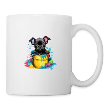 Französische Bulldogge Niedlicher Hund Farbeimer - Tasse - Weiß - Rechts