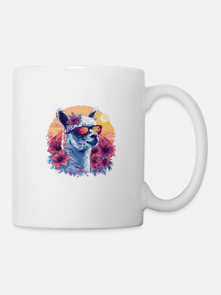 Alpaka Lama Blumen für Alpakaliebhaber - Tasse - Weiß