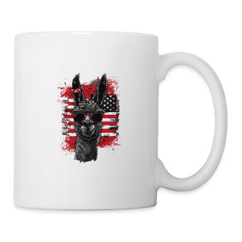 Coole Amerika Llama Sonnenbrille Patriotisch - Tasse - Weiß - Rechts