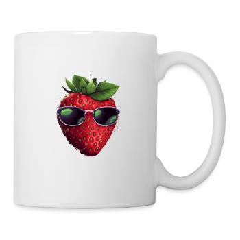 Lustige Erdbeere mit Sonnenbrille Frucht Tropisch - Tasse - Weiß - Rechts