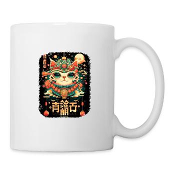 Japanische Katze Samurai Style für Katzen Fans - Tasse - Weiß - Rechts