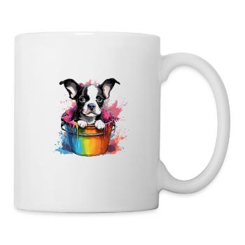 Boston Terrier Niedlicher Hund Farbeimer - Tasse - Weiß - Rechts