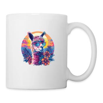 Alpaka Lama Blumen für Alpakaliebhaber - Tasse - Weiß - Rechts