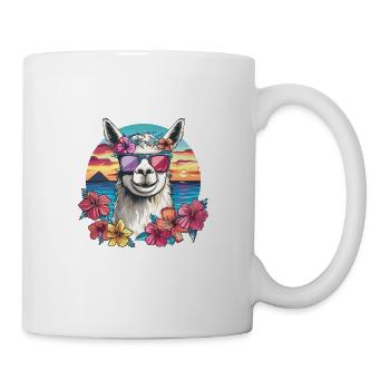 Alpaka Lama Blumen für Alpakaliebhaber - Tasse - Weiß - Rechts