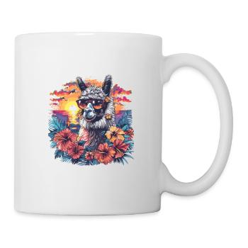 Alpaka Lama Blumen für Alpakaliebhaber - Tasse - Weiß - Rechts