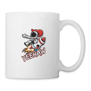 Weltraum-Cowboy reitet eine Rakete Yeehaw-Slogan - Tasse - Weiß - Rechts