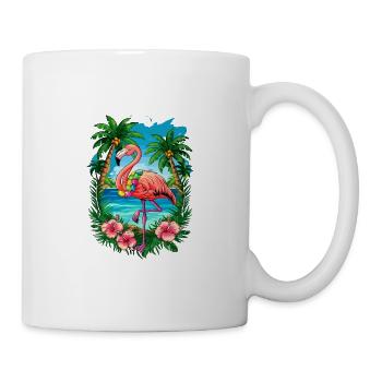 Tropical Flamingo Summer Vibes Beach Scene - Tasse - Weiß - Rechts