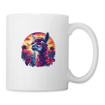 Alpaka Lama Blumen für Alpakaliebhaber - Tasse - Weiß - Rechts