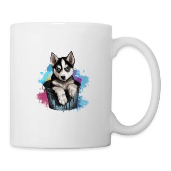 Siberian Husky Niedlicher Hund Farbeimer - Tasse - Weiß - Rechts