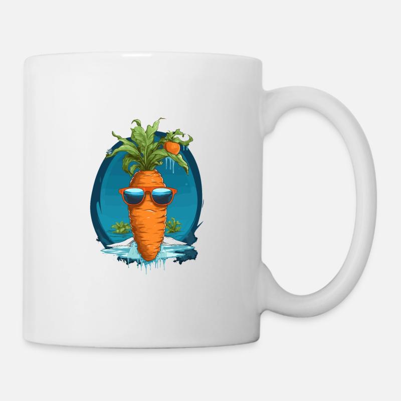 Funky Karotte mit Sonnenbrille Strandgemüse - Tasse - Weiß
