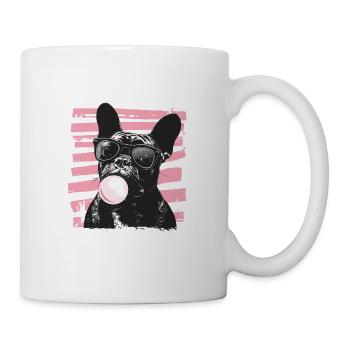Französische Bulldogge Kaugummi Blase - Tasse - Weiß - Rechts
