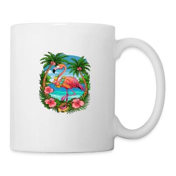 Tropical Flamingo Summer Vibes Beach Scene - Tasse - Weiß - Rechts