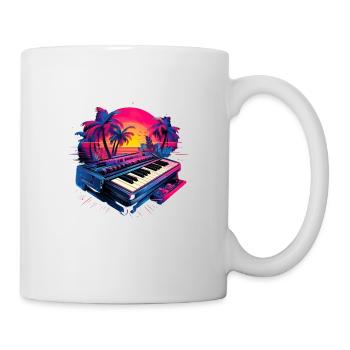 Retro-Sonnenuntergang Keyboard Tropical Vibes für - Tasse - Weiß - Rechts