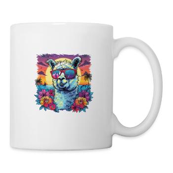 Alpaka Lama Blumen für Alpakaliebhaber - Tasse - Weiß - Rechts