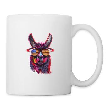 Coole Amerika Llama Sonnenbrille Patriotisch - Tasse - Weiß - Rechts
