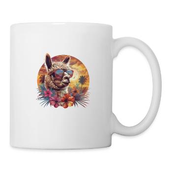 Alpaka Lama Blumen für Alpakaliebhaber - Tasse - Weiß - Rechts