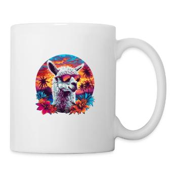 Alpaka Lama Blumen für Alpakaliebhaber - Tasse - Weiß - Rechts