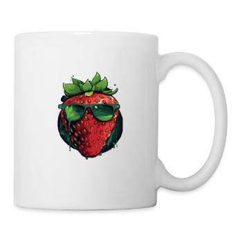 Lustige Erdbeere mit Sonnenbrille Frucht Tropisch - Tasse - Weiß - Rechts