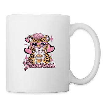 Niedlicher Leopard Herz-Sonnenbrille Kaffee - Tasse - Weiß - Rechts