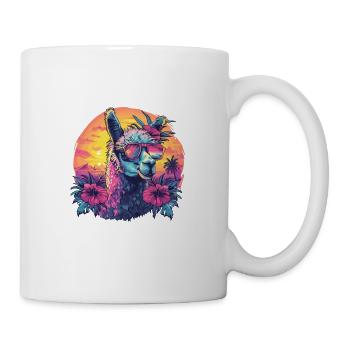 Alpaka Lama Blumen für Alpakaliebhaber - Tasse - Weiß - Rechts