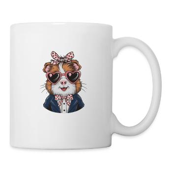 Coole Meerschweinchen mit Herz-Sonnenbrille - Tasse - Weiß - Rechts